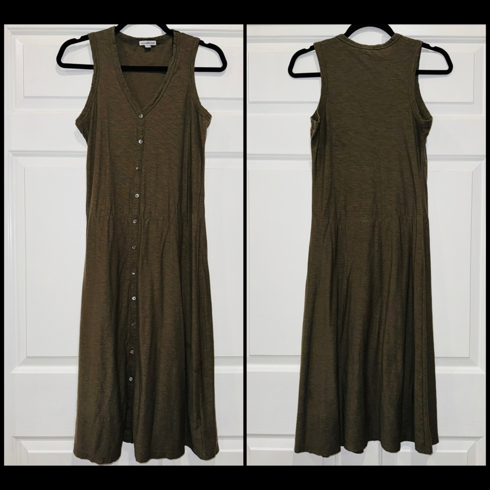 James Perse Khaki Sleeveless Midi Dress Sz 1 (S)